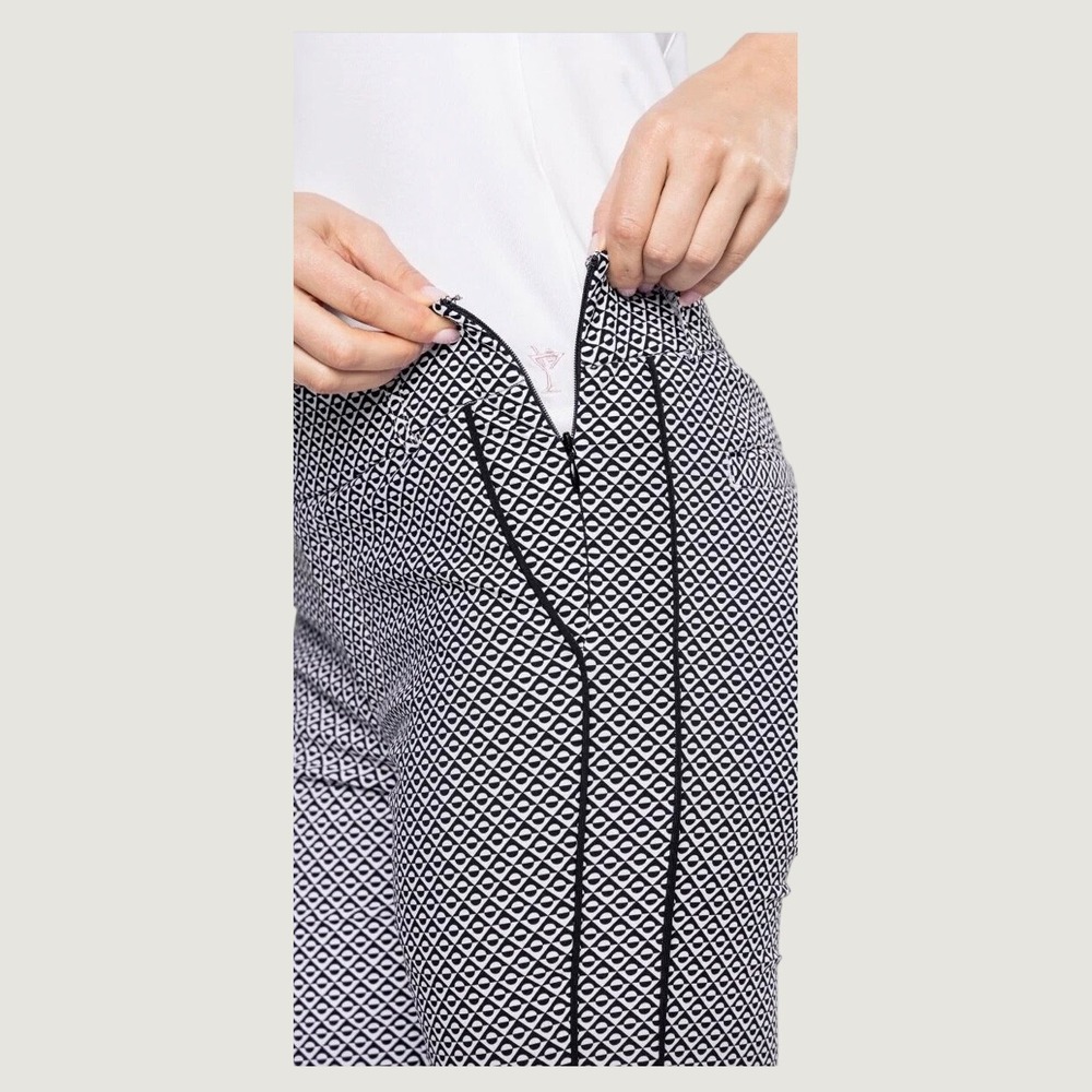 Golftini Womens Ankle Golf Pants Black White Gingham Water Repellent PAAKBWC L - Picture 3 of 10